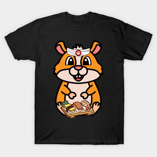 Funny Hamster is a sushi chef T-Shirt by Pet Station